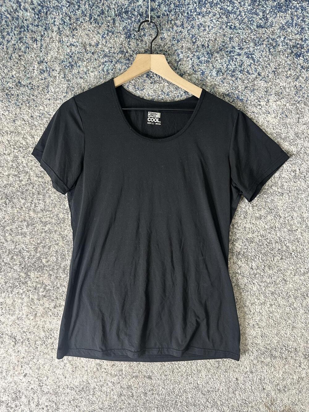 32 Degrees Cool T Shirt Womens Large Black Crew Neck Short Sleeve Stretch Top